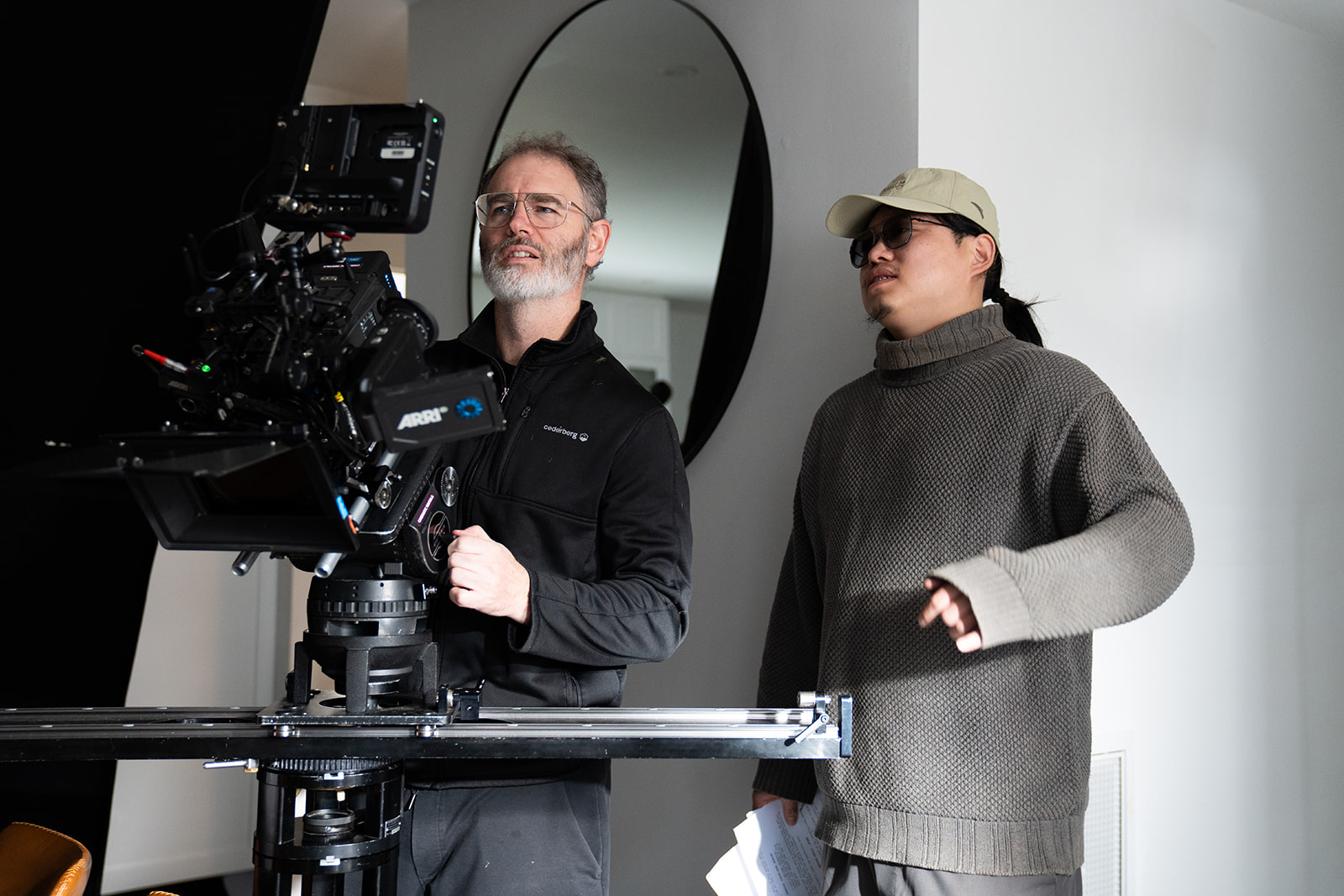 Original photograph of the camera team on The Good Husband set.