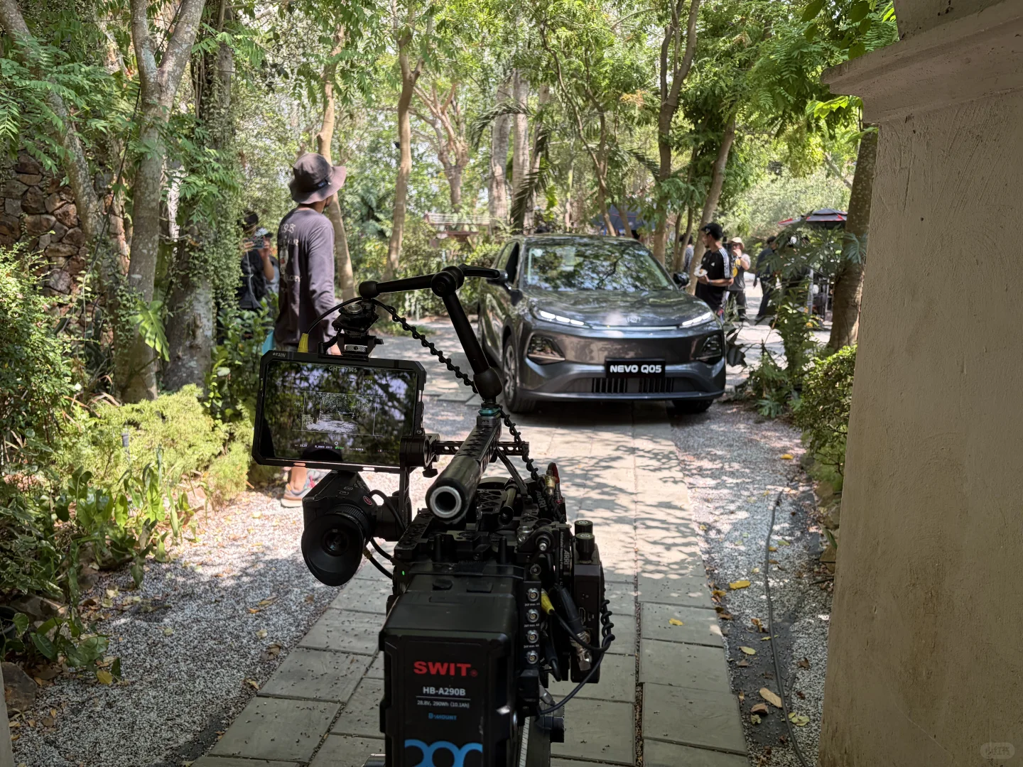 Camera and gimbal setup with the Changan picture car on location in Thailand.